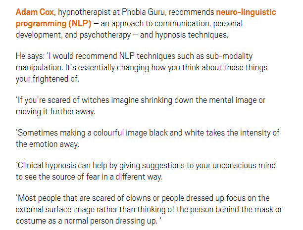 Metro article text quoting Phobia Guru Adam Cox